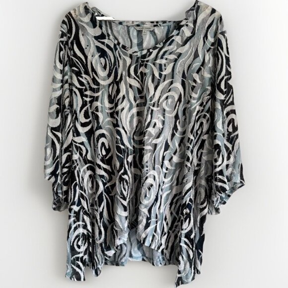 John Mark Tunic Top  Women's Size L Artsy Whimsical Flowy 3/4 Sleeves Old Money - Picture 1 of 13